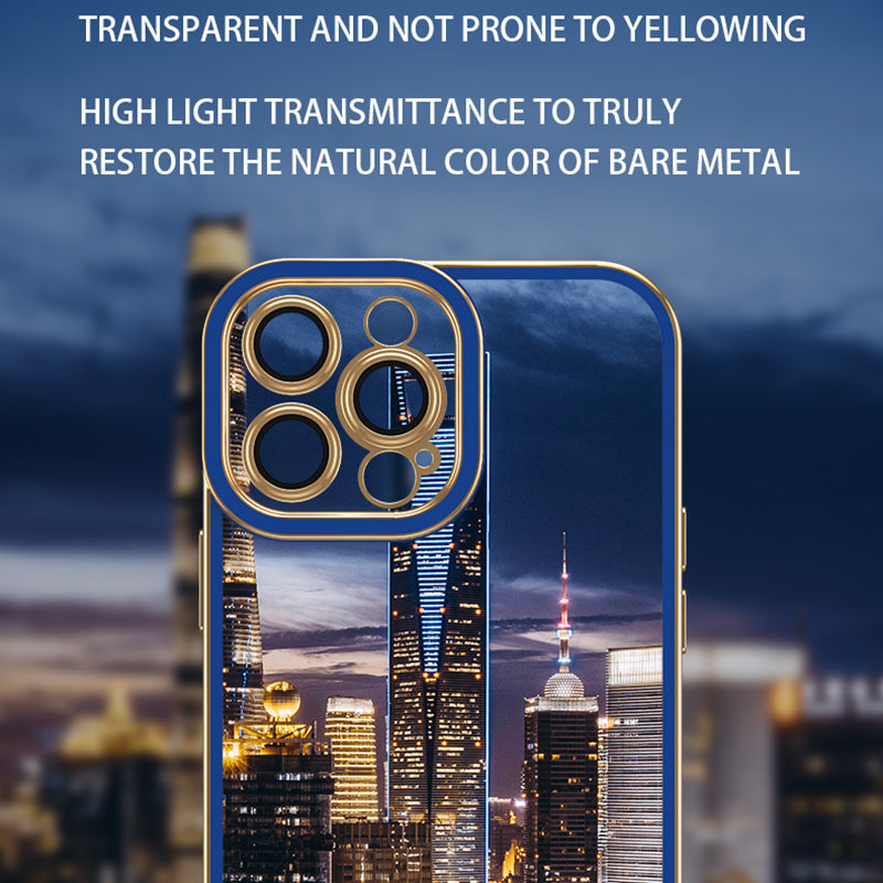 Til iPhone 14 Pro Max Gennemsigtigt TPU-cover Faldsikkert airbagdesign Elektrobelagt bagcover med plastiklinsefilm Til iPhone 14 Pro Max Gennemsigtigt TPU-cover Faldsikkert airbagdesign Elektrobelagt bagcover med plastiklinsefilm